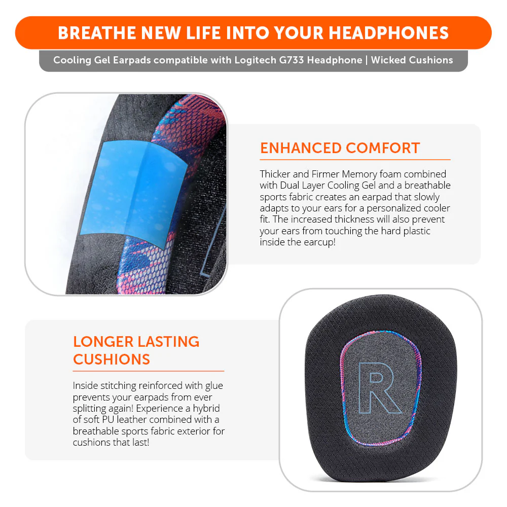 Logitech G733 Earpads - WC FreeZe Cooling Gel - Image 24