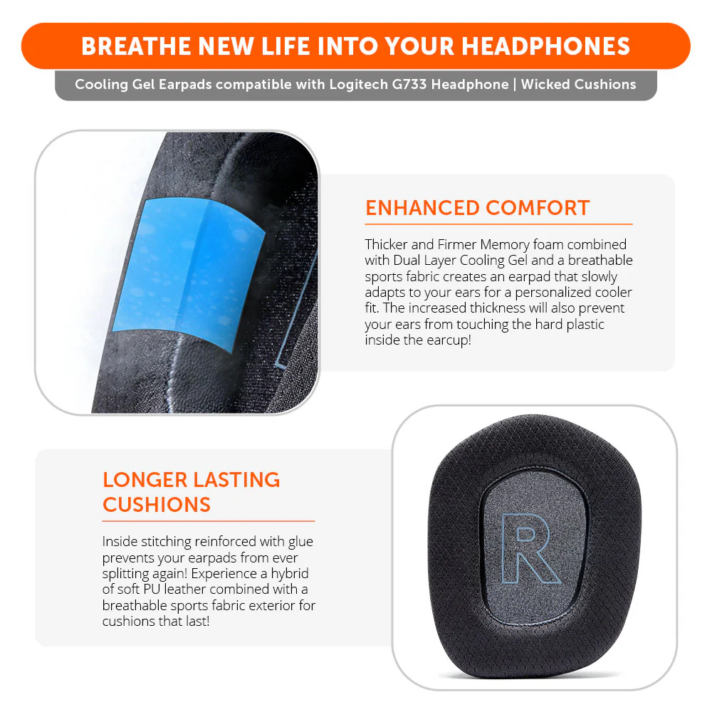 Logitech G733 Earpads - WC FreeZe Cooling Gel - Image 3