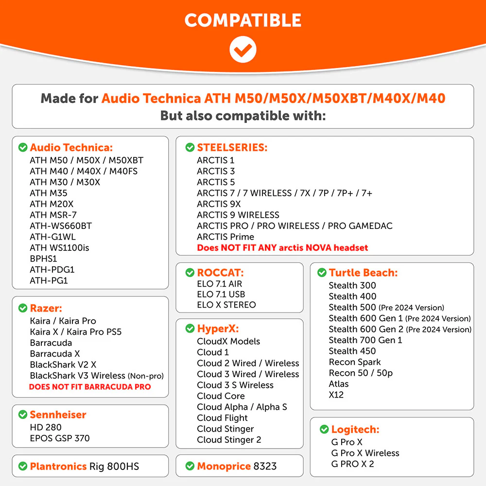 ATH M50X Earpads - Velour Hybrid - Image 43