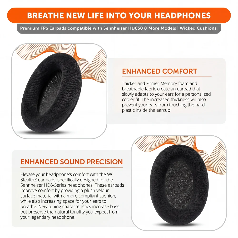 Sennheiser HD6XX FPS Earpads – WC StealthZ - Image 4