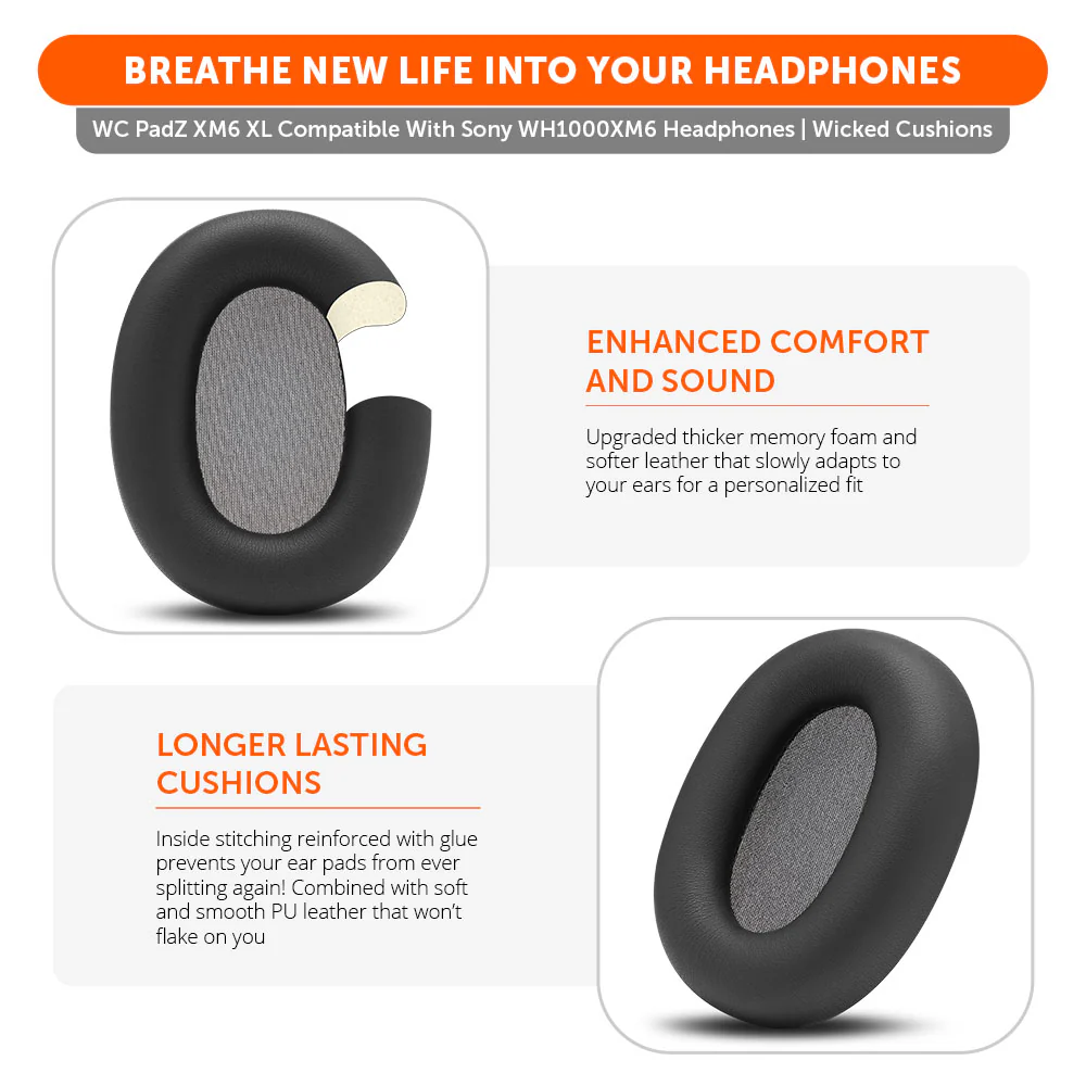 Sony WH-1000XM6 Extra Large Replacement Ear Pads – WC PadZ XM6 XL - Image 4