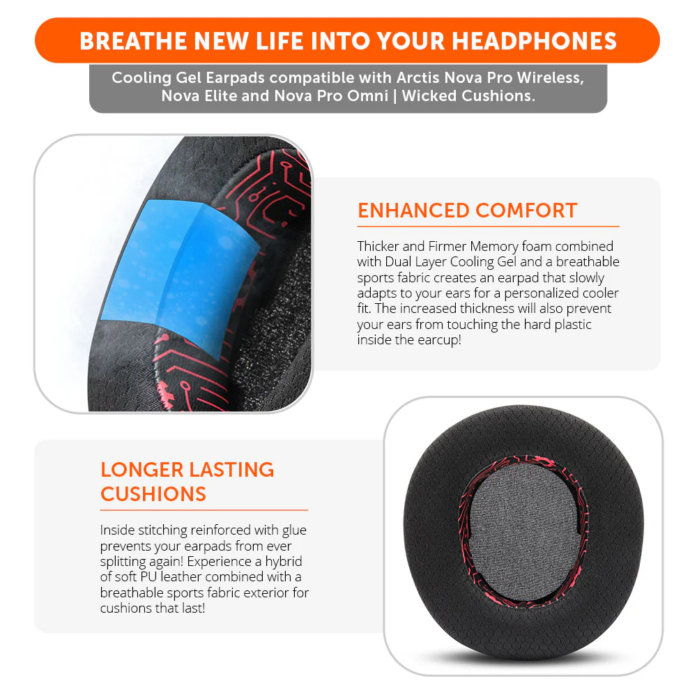 (Techne) Arctis Nova Pro Wireless, Nova Elite & Nova Pro Omni Earpads - WC FreeZe Cooling Gel - Image 4