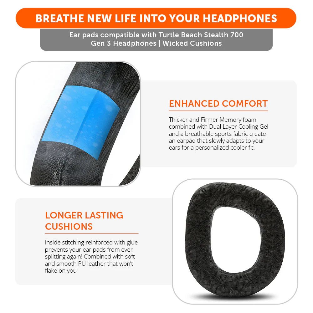 Turtle Beach Stealth 700 Gen 3 Cooling Gel Earpads – WC FreeZe V2 Stealth 700 Gen 3 - Image 9
