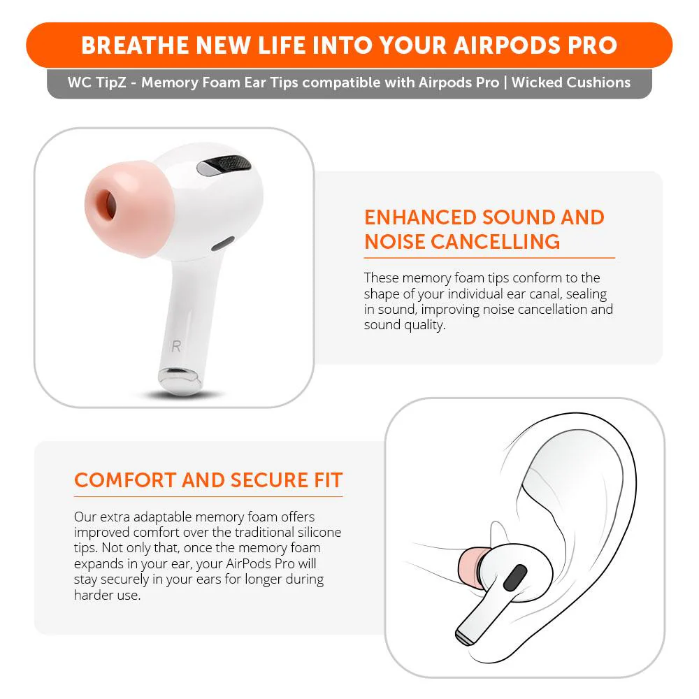 WC TipZ - Memory Foam Ear Tips for Airpods Pro & Airpods Pro 2 - Image 32